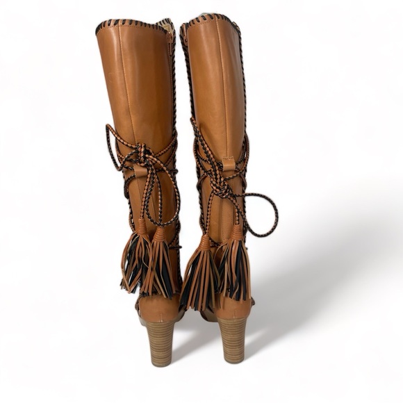 Ulla Johnson Atlas Mocassin Boots Natural Size 6 Leather Tassles Heel - Picture 4 of 14